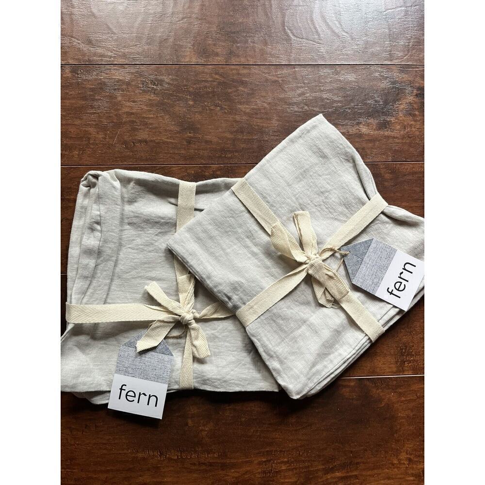 Fern 100% Lien Stone Wash Toss Pillow Sham Covers minimalist 20in x 20in Neutral